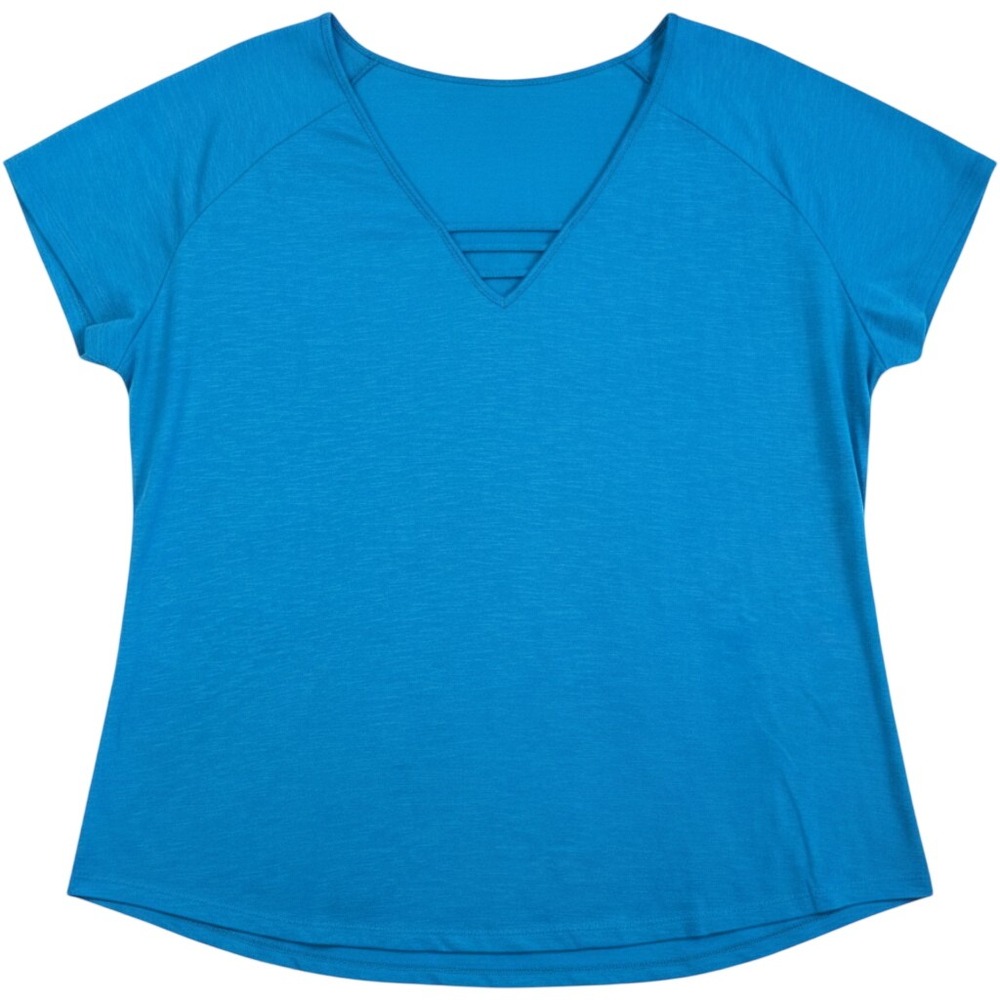 Avenue Womens Blue Slub Knit V-Neck Strappy Cap Sleeve Top Plus Size 30/32